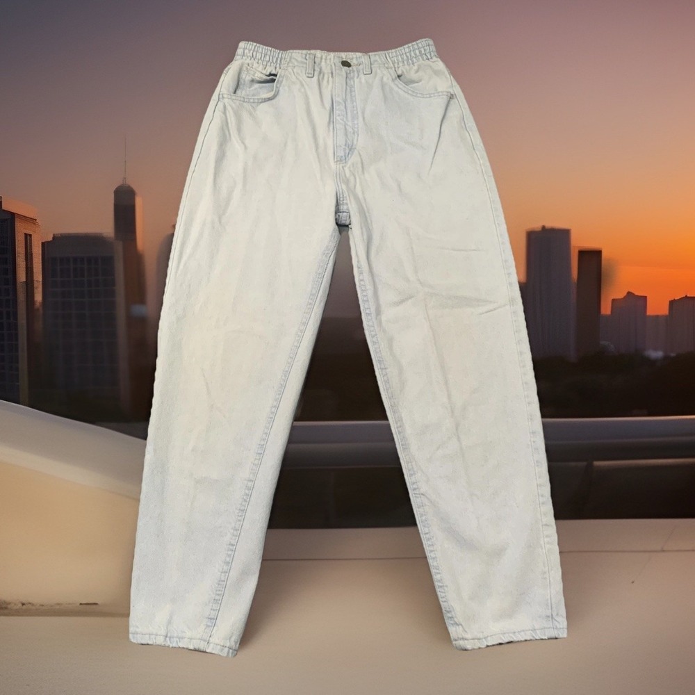 Vintage LEE High-Waisted Baggy Mom Jeans Tapered‎ Womens 8P 26x27 Elastic Waist